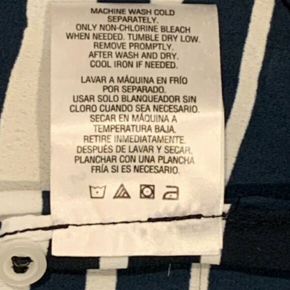 Simply Styled Sz XL Multicolor Striped Roll Tab Button Front Blouse 209F - Picture 8 of 8